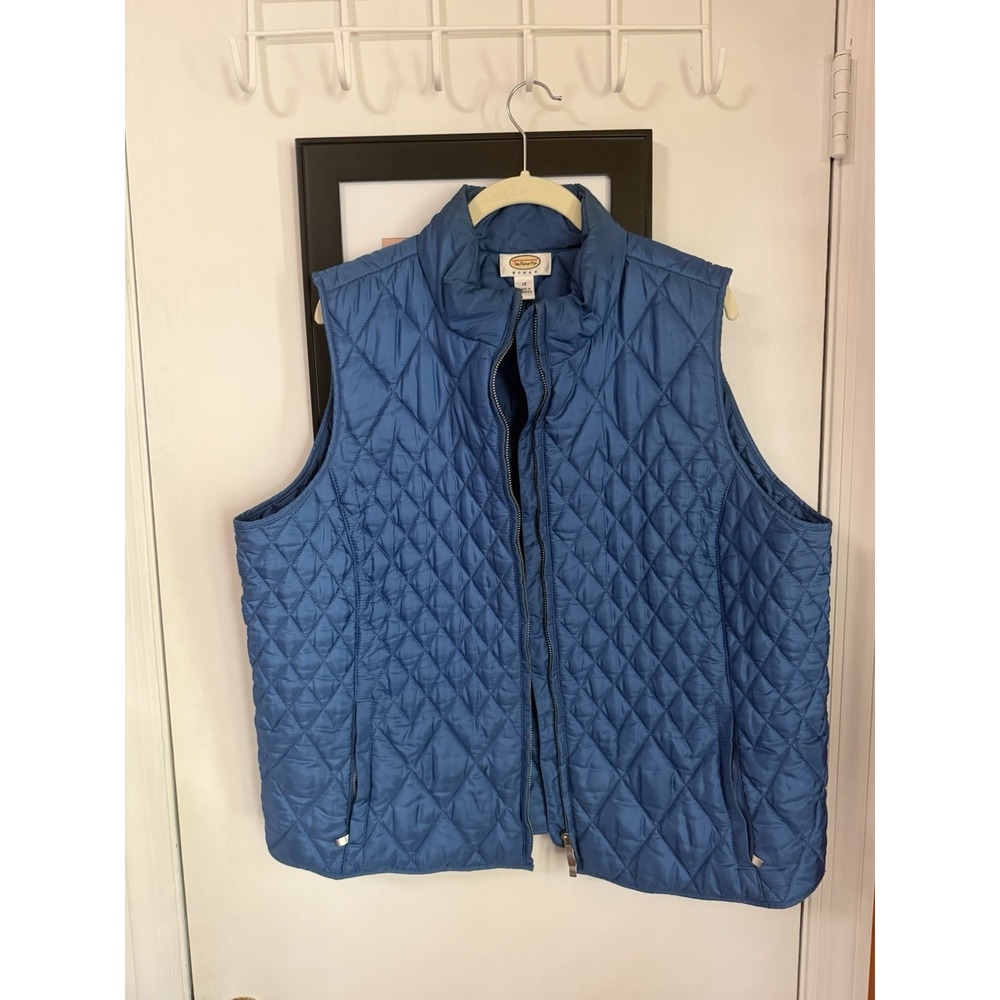 Talbots Womans 1x Quilted Vest Blue